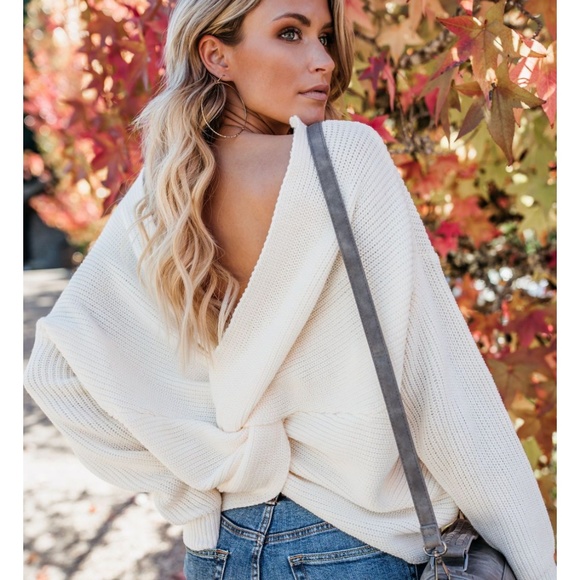 LENORA Twist Back Sweater in Harvest White - Picture 7 of 8